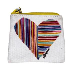 Brighton Rainbow Hearts Canvas Zipper Pouch Coin Purse